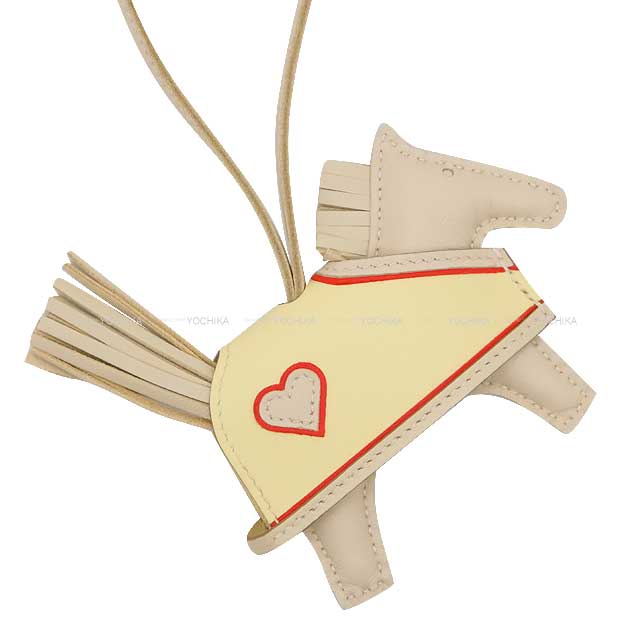 HERMES bag charm Rodeo Robeo Coeur PM Craie/Jaune Milton