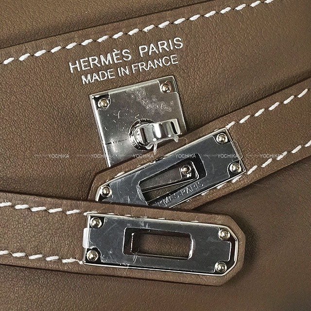 HERMES bag charm Kelly Festival Etoupe Veau Swift Silver HW Stamp K[BRAND NEW][Authentic]