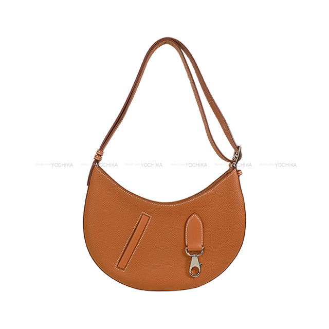 [Pre-loved] HERMES Shoulder bag Sac P'tit Arcon Gold Veau Togo/Veau Swift Silver HW Stamp W[LIKE NEW][Authentic]