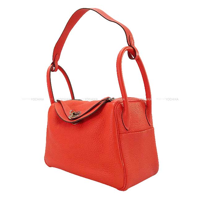 [Pre-loved] HERMES Shoulder bag Lindy 26 RougePivoine Taurillon Clemence Silver HW Stamp T[LIKE NEW][Authentic]