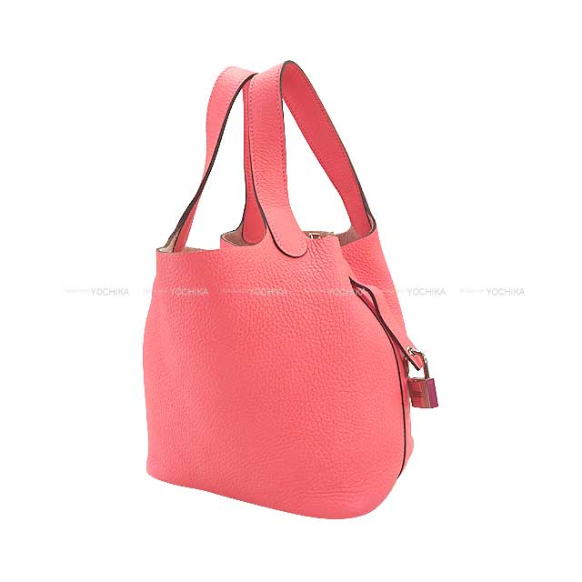 [Pre-loved] HERMES Handbag Picotin Lock 18 PM Rose Azalee Taurillon Clemence Silver HW Stamp A[LIKE NEW][Authentic]