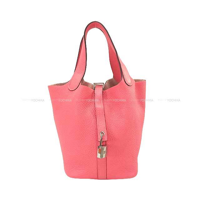 [Pre-loved] HERMES Handbag Picotin Lock 18 PM Rose Azalee Taurillon Clemence Silver HW Stamp A[LIKE NEW][Authentic]