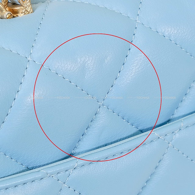 [Pre-loved] 2023 AW CHANEL Handbag Matelasse Top Handle XS 24 Lambskin Gold HW[LIKE NEW][Authentic]