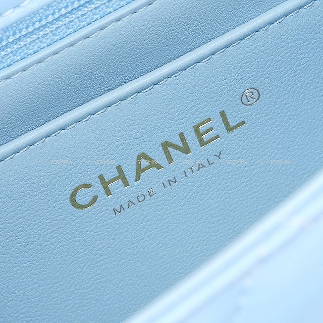 [Pre-loved] 2023 AW CHANEL Handbag Matelasse Top Handle XS 24 Lambskin Gold HW[LIKE NEW][Authentic]