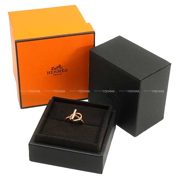 HERMES ring Ring Echappee PM Pink gold 18KPG/Diamond #53[EXCELLENT][Authentic]