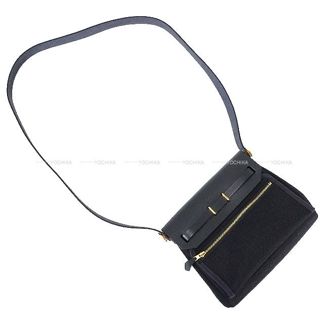 HERMES Shoulder bag Herbag Zip 20 Mini Blue Indigo Toile Militaire/Vache Hunter Gold HW Stamp K[BRAND NEW][Authentic]