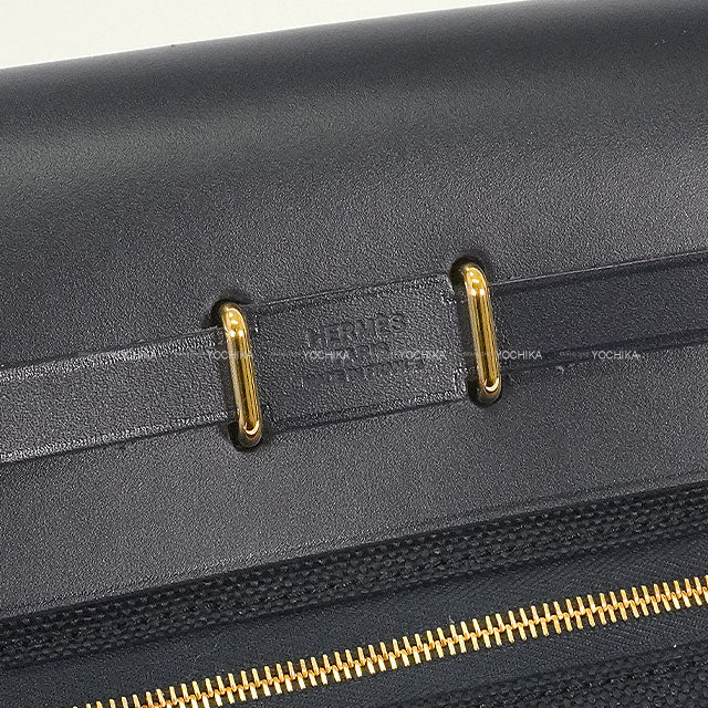 HERMES Shoulder bag Herbag Zip 20 Mini Blue Indigo Toile Militaire/Vache Hunter Gold HW Stamp K[BRAND NEW][Authentic]