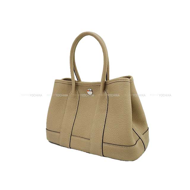 HERMES Handbag Neo Garden Party 23 Trench Veau Negonda Silver HW