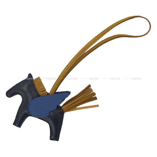HERMES bag charm Rodeo Pegasus PM Bleu Nuit/Blue Tie/Kraft Agneau Milo/Veau Swift Stamp K[BRAND NEW][Authentic]