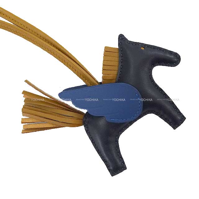 HERMES bag charm Rodeo Pegasus PM Bleu Nuit/Blue Tie/Kraft Agneau Milo/Veau Swift Stamp K[BRAND NEW][Authentic]