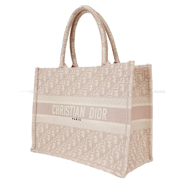 [Pre-loved] Dior tote bag Book tote Medium Pink/Ivory Dior Oblique Embroidery[USED SA][Authentic]