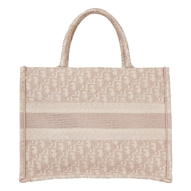 [Pre-loved] Dior tote bag Book tote Medium Pink/Ivory Dior Oblique Embroidery[USED SA][Authentic]