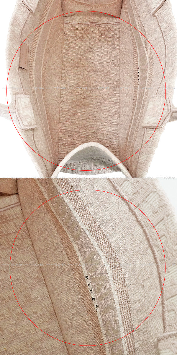[Pre-loved] Dior tote bag Book tote Medium Pink/Ivory Dior Oblique Embroidery[USED SA][Authentic]