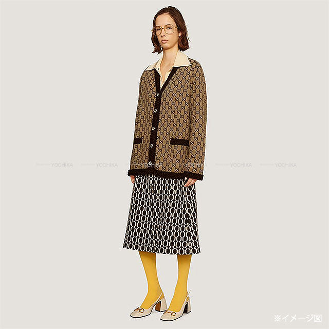 [Pre-loved] 2022AW GUCCI Cardigan Knit Beige/Brown Wool/Polyester #XS 644570[USED SA][Authentic]