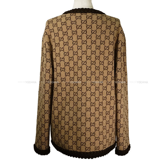[Pre-loved] 2022AW GUCCI Cardigan Knit Beige/Brown Wool/Polyester #XS 644570[USED SA][Authentic]
