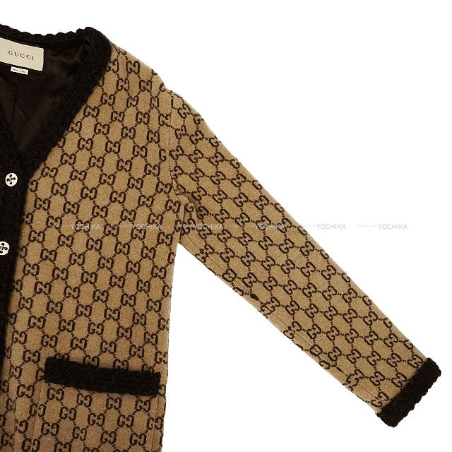 [Pre-loved] 2022AW GUCCI Cardigan Knit Beige/Brown Wool/Polyester #XS 644570[USED SA][Authentic]