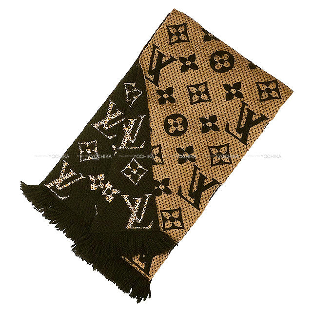 [Pre-loved] LOUIS VUITTON muffler Echarpe Animal Leopard Brown/Noir (Black) Wool/Silk M75885[USED SA][Authentic]