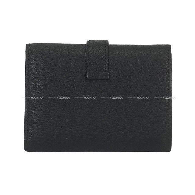 [Pre-loved] HERMES Tri-fold wallet Bearn Combine Noir (Black) Chevre Mysore Gold HW Stamp W[LIKE NEW][Authentic]