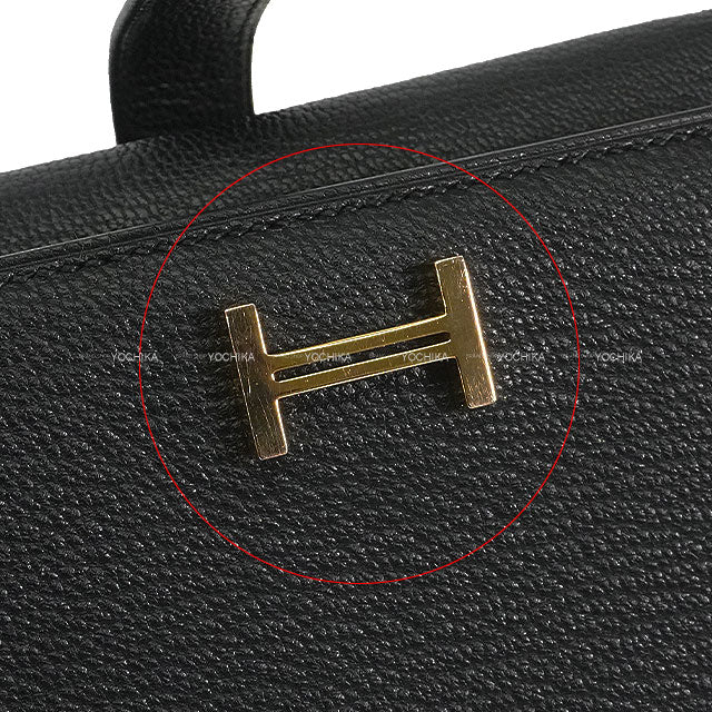 [Pre-loved] HERMES Tri-fold wallet Bearn Combine Noir (Black) Chevre Mysore Gold HW Stamp W[LIKE NEW][Authentic]