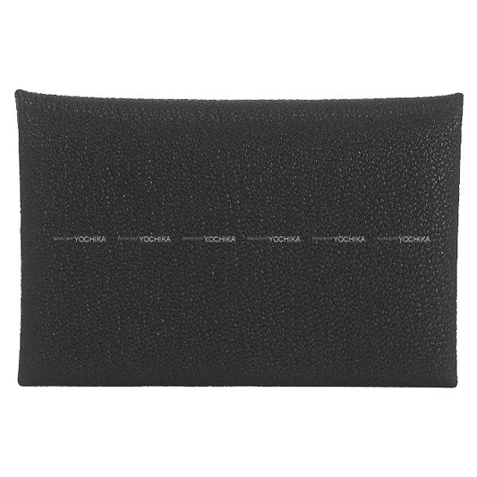 HERMES card holder Calvi Verso Bleu Ocean/Mauve Pale Chevre Mysore Silver HW Stamp K[BRAND NEW][Authentic]