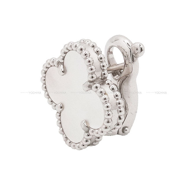 [Pre-loved] Van Cleef & Arpels earrings Vintage Alhambra Mother of Pearl/K18WG Silver HW VCARF48600[LIKE NEW][Authentic]
