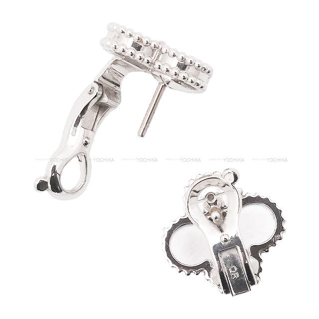 [Pre-loved] Van Cleef & Arpels earrings Vintage Alhambra Mother of Pearl/K18WG Silver HW VCARF48600[LIKE NEW][Authentic]