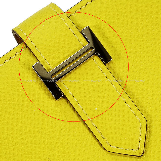 HERMES long wallet Bearn Soufflet Verso Lime/Mauve sylvestre Veau Epsom Silver HW Stamp D[EXCELLENT][Authentic]