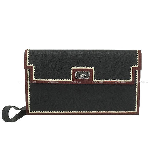 HERMES change purse Kelly Pocket Long APIC Noir (Black)/Rouge H/Jaune Milton Veau Epsom Silver HW Stamp K[BRAND NEW][Authentic]