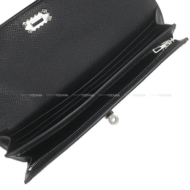 HERMES change purse Kelly Pocket Long APIC Noir (Black)/Rouge H/Jaune Milton Veau Epsom Silver HW Stamp K[BRAND NEW][Authentic]