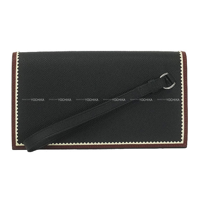 HERMES change purse Kelly Pocket Long APIC Noir (Black)/Rouge H/Jaune Milton Veau Epsom Silver HW Stamp K[BRAND NEW][Authentic]