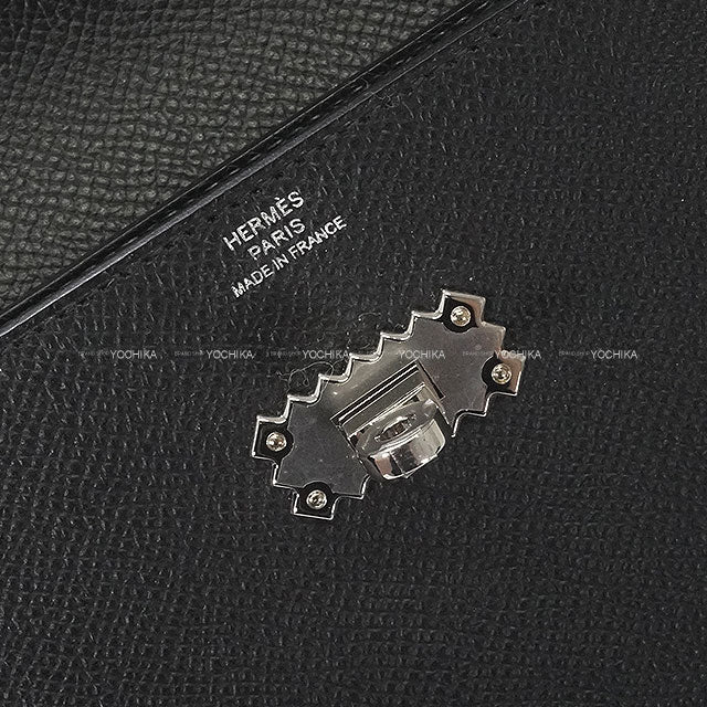 HERMES change purse Kelly Pocket Long APIC Noir (Black)/Rouge H/Jaune Milton Veau Epsom Silver HW Stamp K[BRAND NEW][Authentic]