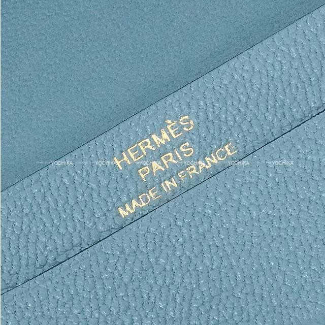 HERMES card holder Bearn Card holder New Bleu Jean Chevre Mysore Gold HW Stamp K[BRAND NEW][Authentic]
