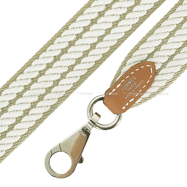 HERMES Handbag Bandouliere 25mm 105cm Zigzag Beige Marfa/Gris Perle/Gold Toile H/Veau Swift Silver HW Stamp K[BRAND NEW][Authentic]