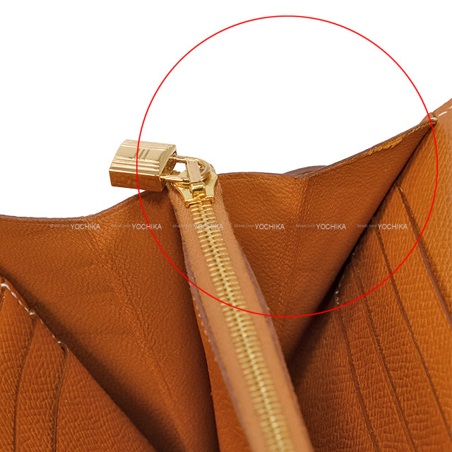 [Pre-loved] HERMES long wallet Kelly Wallet Long Classic Gold Veau Epsom Gold HW Stamp Y[USED A][Authentic]