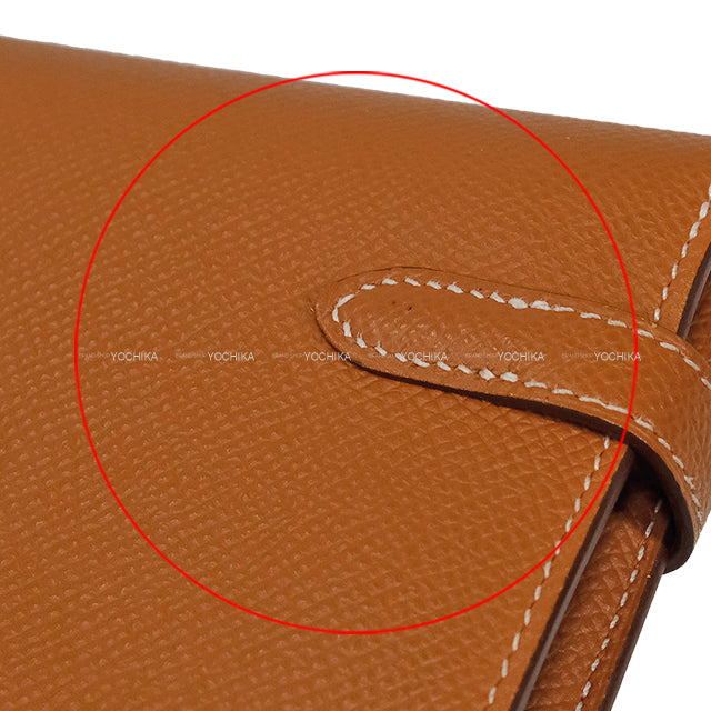 [Pre-loved] HERMES long wallet Kelly Wallet Long Classic Gold Veau Epsom Gold HW Stamp Y[USED A][Authentic]