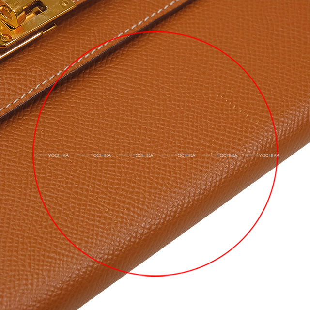 [Pre-loved] HERMES long wallet Kelly Wallet Long Classic Gold Veau Epsom Gold HW Stamp Y[USED A][Authentic]