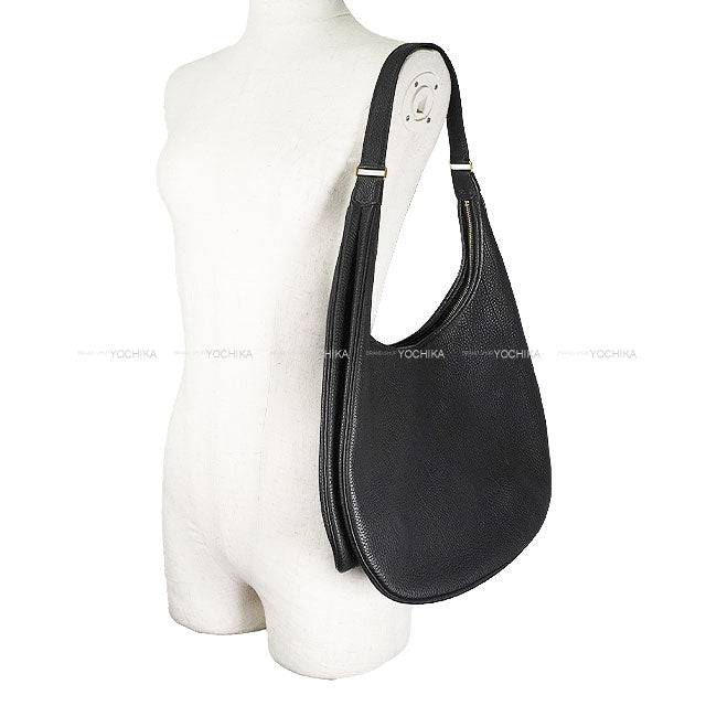 [Pre-loved] HERMES Shoulder bag GAO Noir (Black) Taurillon Clemence Gold HW Stamp □F[USED SA][Authentic]