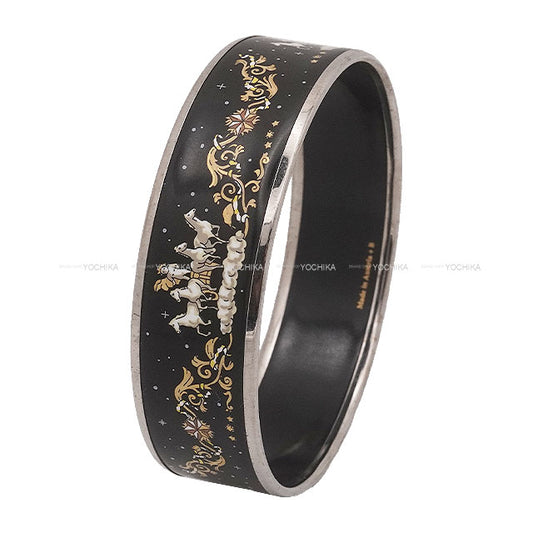 [Pre-loved] HERMES bangle Email PM Cheval Noir (Black) Enamel silver plated Silver HW[USED A][Authentic]