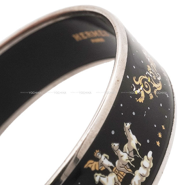 [Pre-loved] HERMES bangle Email PM Cheval Noir (Black) Enamel silver plated Silver HW[USED A][Authentic]