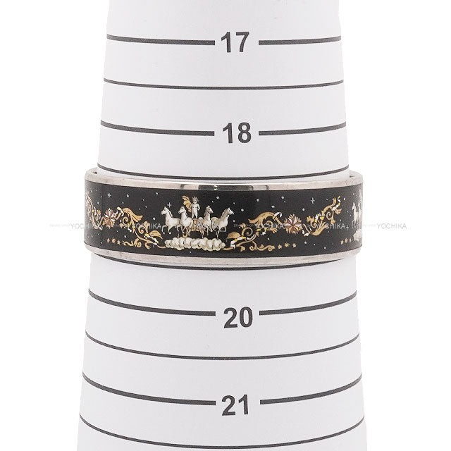 [Pre-loved] HERMES bangle Email PM Cheval Noir (Black) Enamel silver plated Silver HW[USED A][Authentic]