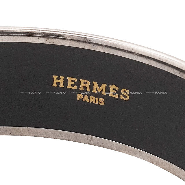 [Pre-loved] HERMES bangle Email PM Cheval Noir (Black) Enamel silver plated Silver HW[USED A][Authentic]