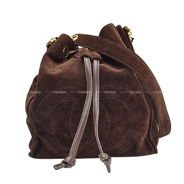 [Pre-loved] CHANEL Shoulder bag Chain Drawstring bag Vintage COCO Mark Brown Suede Gold HW[USED A][Authentic]
