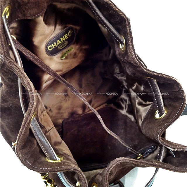 [Pre-loved] CHANEL Shoulder bag Chain Drawstring bag Vintage COCO Mark Brown Suede Gold HW[USED A][Authentic]