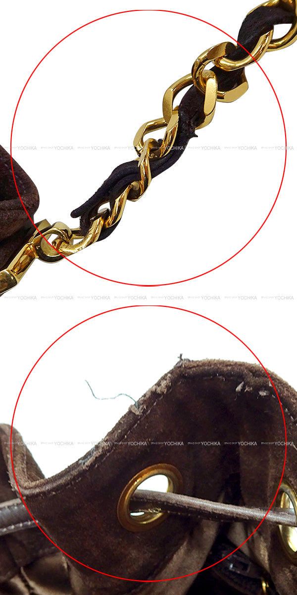 [Pre-loved] CHANEL Shoulder bag Chain Drawstring bag Vintage COCO Mark Brown Suede Gold HW[USED A][Authentic]