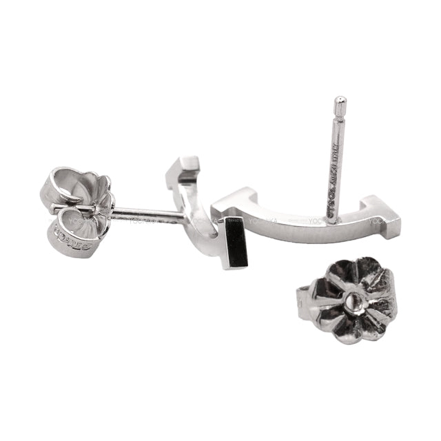 [Pre-loved] TIFFANY&Co. pierced earring T Smile White Gold K18WG[LIKE NEW][Authentic]