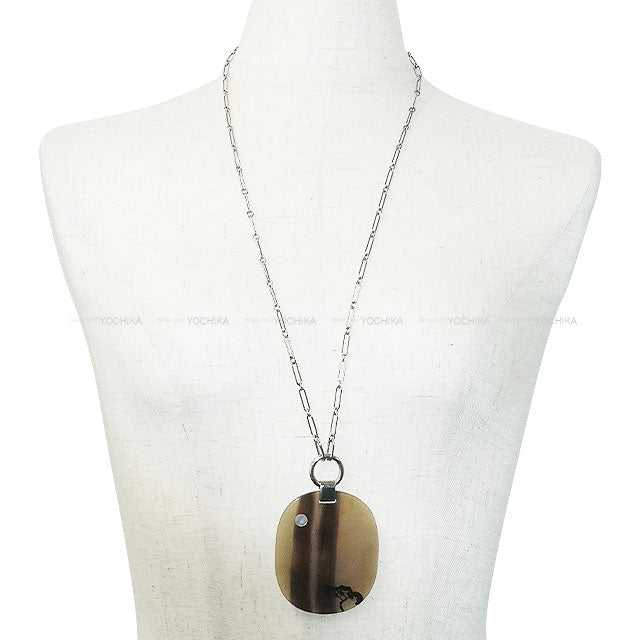 [Pre-loved] HERMES necklace Buffalo Horn Chain Buffalo Horn/Lacquer Silver HW[USED SA][Authentic]