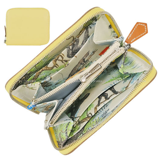 [Pre-loved] HERMES Bi-fold wallet Azap Silk'in Compact EQUATEUR Jaune Poussin Veau Epsom Silver HW Stamp Z[LIKE NEW][Authentic]