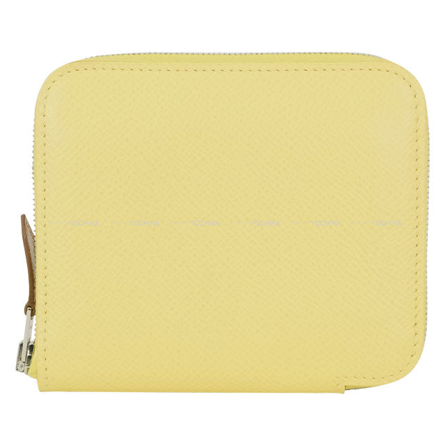 [Pre-loved] HERMES Bi-fold wallet Azap Silk'in Compact EQUATEUR Jaune Poussin Veau Epsom Silver HW Stamp Z[LIKE NEW][Authentic]