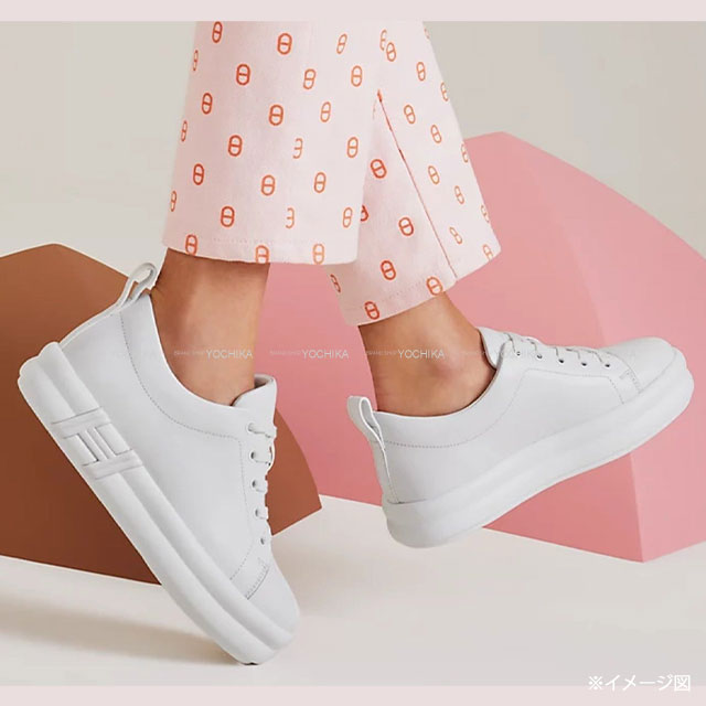 [Pre-loved] HERMES sneakers Happy Blanc (White) Calf #36[USED A][Authentic]