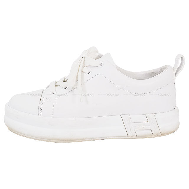 [Pre-loved] HERMES sneakers Happy Blanc (White) Calf #36[USED A][Authentic]